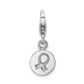Sterling Silver RH Hammered Awareness Ribbon Lobster Clasp Charm
