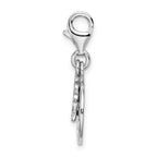 Amore La Vita Sterling Silver Rhodium-plated Polished PEACE Charm with Fancy Lobster Clasp
