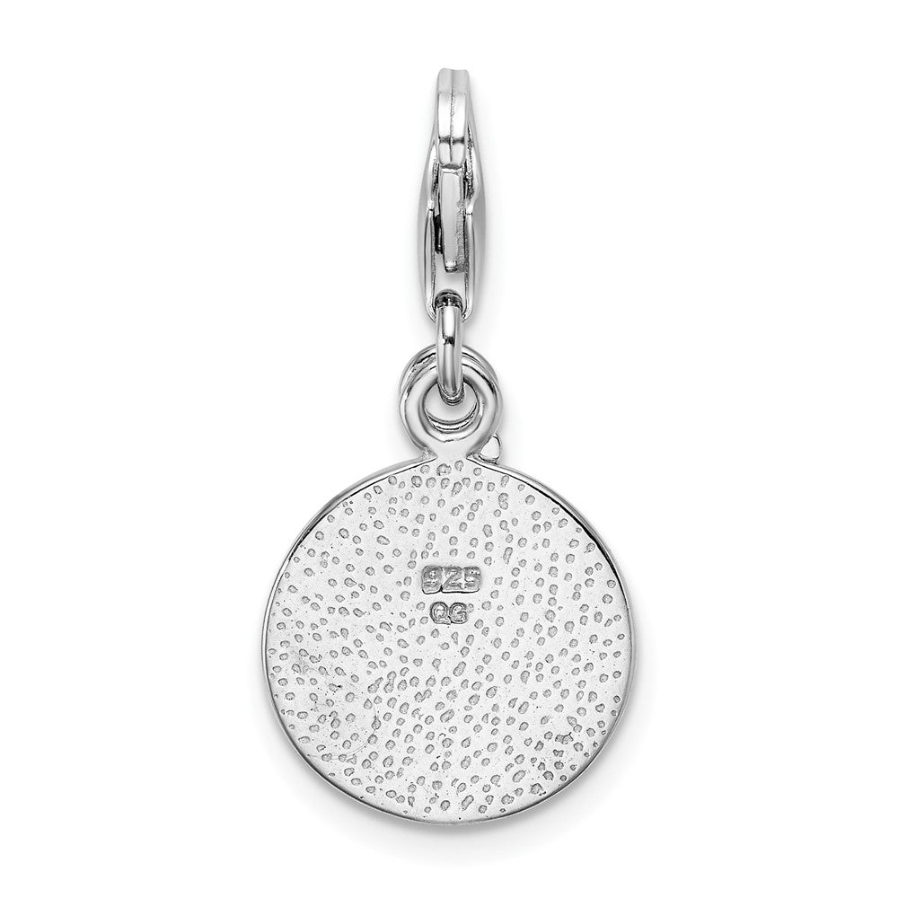Amore La Vita Sterling Silver Rhodium-plated Polished PEACE Charm with Fancy Lobster Clasp