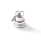 Amore La Vita Sterling Silver Rhodium-plated Polished 3-D Enameled Wedding Cake Charm with Fancy Lobster Clasp