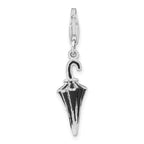 Sterling Silver Rhodium-plated 3-D Enameled & CZ Parasol w/Lobster Clasp Charm