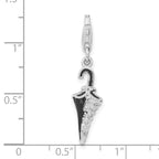 Sterling Silver Rhodium-plated 3-D Enameled & CZ Parasol w/Lobster Clasp Charm