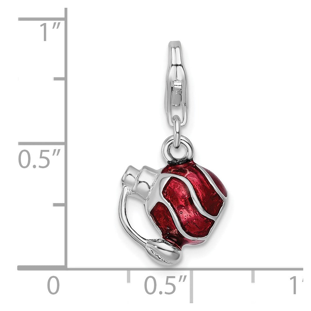 Amore La Vita Sterling Silver Rhodium-plated Polished 3-D Enameled Perfume Bottle Charm with Fancy Lobster Clasp