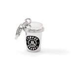 Amore La Vita Sterling Silver Rhodium-plated Polished 3-D Enameled To Go Coffee Cup Charm with Fancy Lobster Clasp