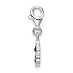 Sterling Silver Rhodium-plated Crystal Cherries w/Lobster Clasp Charm