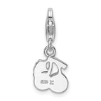 Sterling Silver Rhodium-plated Crystal Cherries w/Lobster Clasp Charm