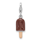 Amore La Vita Sterling Silver Rhodium-plated Polished 3-D Enameled Fudge Bar Charm with Fancy Lobster Clasp