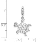 Amore La Vita Sterling Silver Rhodium-plated Polished CZ Sea Turtle Charm with Fancy Lobster Clasp