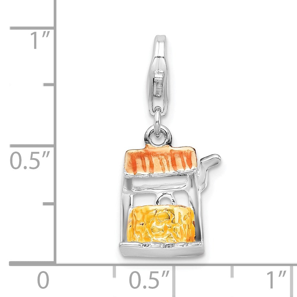 Amore La Vita Sterling Silver Rhodium-plated Polished 3-D Enameled Well Charm with Fancy Lobster Clasp