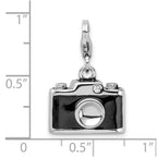 Amore La Vita Sterling Silver Rhodium-plated Polished 3-D Enameled Crystal Camera Charm with Fancy Lobster Clasp