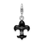 SS RH Black Enameled Fleur de Lis w/Lobster Clasp Charm