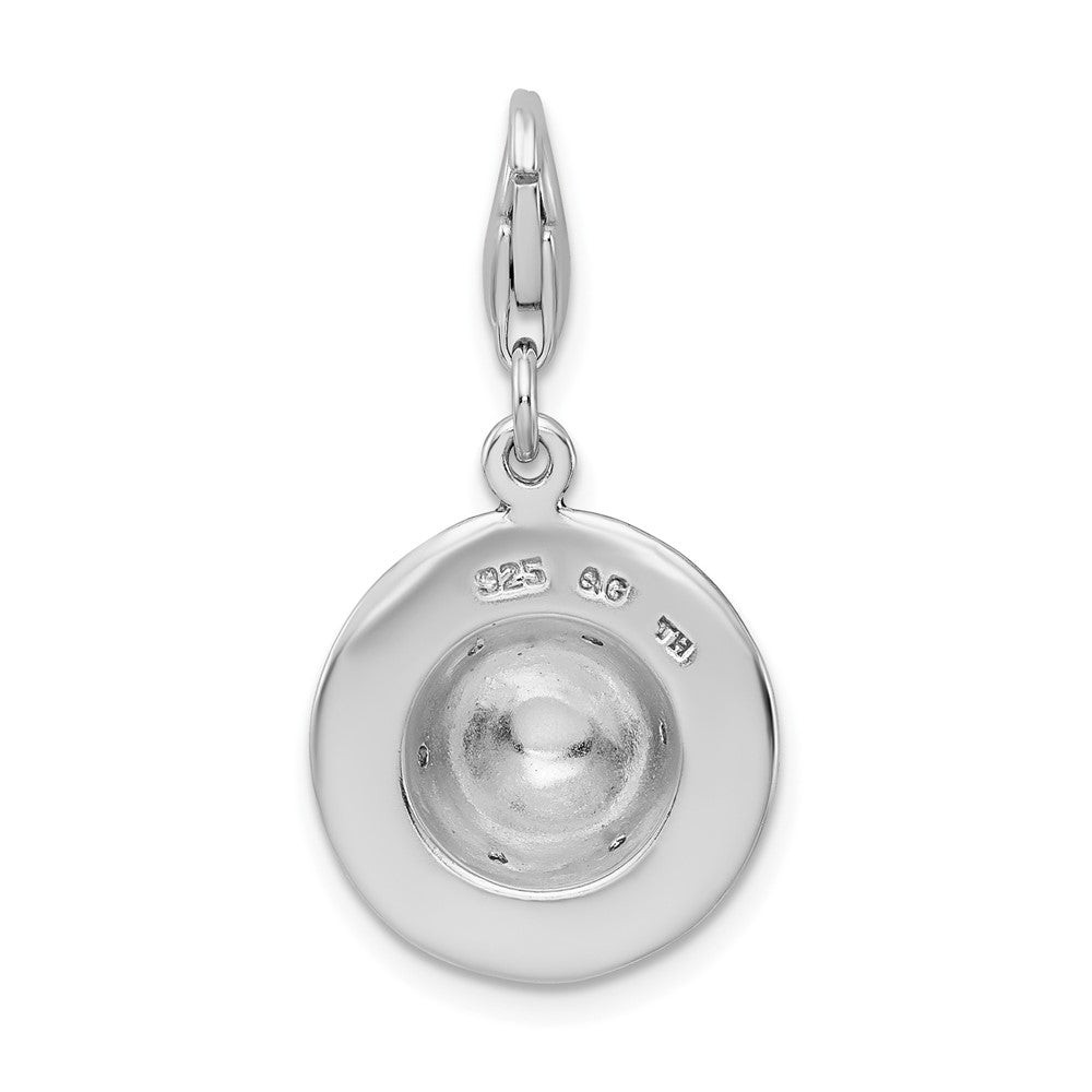 Amore La Vita Sterling Silver Rhodium-plated Polished 3-D CZ Enameled Leopard Hat Charm with Fancy Lobster Clasp