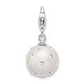 Amore La Vita Sterling Silver Rhodium-plated Polished 3-D White Ferido Stellux Crystal Ball Charm with Fancy Lobster Clasp
