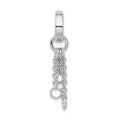 Amore La Vita Sterling Silver Rhodium-plated Polished Circle with Cable Chain Dangles Charm Carrier Pendant
