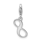 Amore La Vita Sterling Silver Rhodium-plated Polished Number 8 Charm with Fancy Lobster Clasp