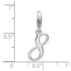 Amore La Vita Sterling Silver Rhodium-plated Polished Number 8 Charm with Fancy Lobster Clasp