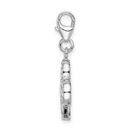 SS RH Enameled 3-D Club w/Lobster Clasp Charm