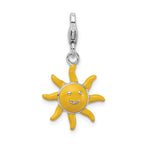 Amore La Vita Sterling Silver Rhodium-plated Polished 3-D Enameled Sunshine Charm with Fancy Lobster Clasp
