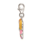 Amore La Vita Sterling Silver Rhodium-plated Polished Enameled Kissing Couple Charm with Fancy Lobster Clasp