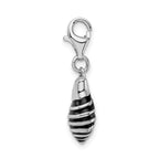 Amore La Vita Sterling Silver Rhodium-plated Polished 3-D Enameled Shell Charm with Fancy Lobster Clasp