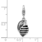 Amore La Vita Sterling Silver Rhodium-plated Polished 3-D Enameled Shell Charm with Fancy Lobster Clasp