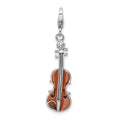 Amore La Vita Sterling Silver Rhodium-plated Polished 3-D Enameled Viola Charm with Fancy Lobster Clasp