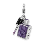 Amore La Vita Sterling Silver Rhodium-plated Polished 3-D Enameled Nail Enameled Charm with Fancy Lobster Clasp