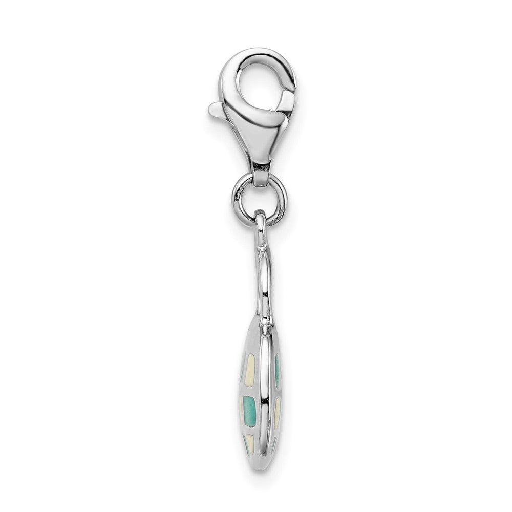 Amore La Vita Sterling Silver Rhodium-plated Polished 3-D Enameled Purse Charm with Fancy Lobster Clasp