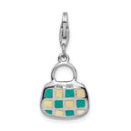 Amore La Vita Sterling Silver Rhodium-plated Polished 3-D Enameled Purse Charm with Fancy Lobster Clasp
