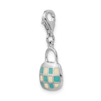 Amore La Vita Sterling Silver Rhodium-plated Polished 3-D Enameled Purse Charm with Fancy Lobster Clasp