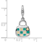 Amore La Vita Sterling Silver Rhodium-plated Polished 3-D Enameled Purse Charm with Fancy Lobster Clasp