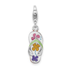 Amore La Vita Sterling Silver Rhodium-plated Polished 3-D Enameled Flip-flop Charm with Fancy Lobster Clasp