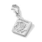 Amore La Vita Sterling Silver Rhodium-plated Polished 3-D Passport Charm with Fancy Lobster Clasp