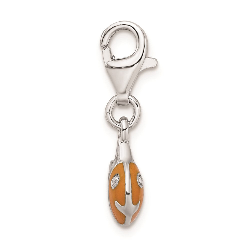 Sterling Silver Rhodium-plated 3-D Enameled Fish w/Lobster Clasp Charm