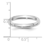 Sterling Silver Rhodium-plated 3mm Comfort Fit Band