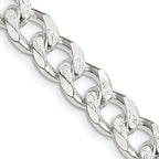 Sterling Silver 8.3mm Pav‚ Curb Chain