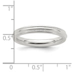 Sterling Silver 3mm Comfort Fit Half Round Milgrain Band