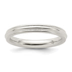 Sterling Silver 3mm Comfort Fit Half Round Milgrain Band