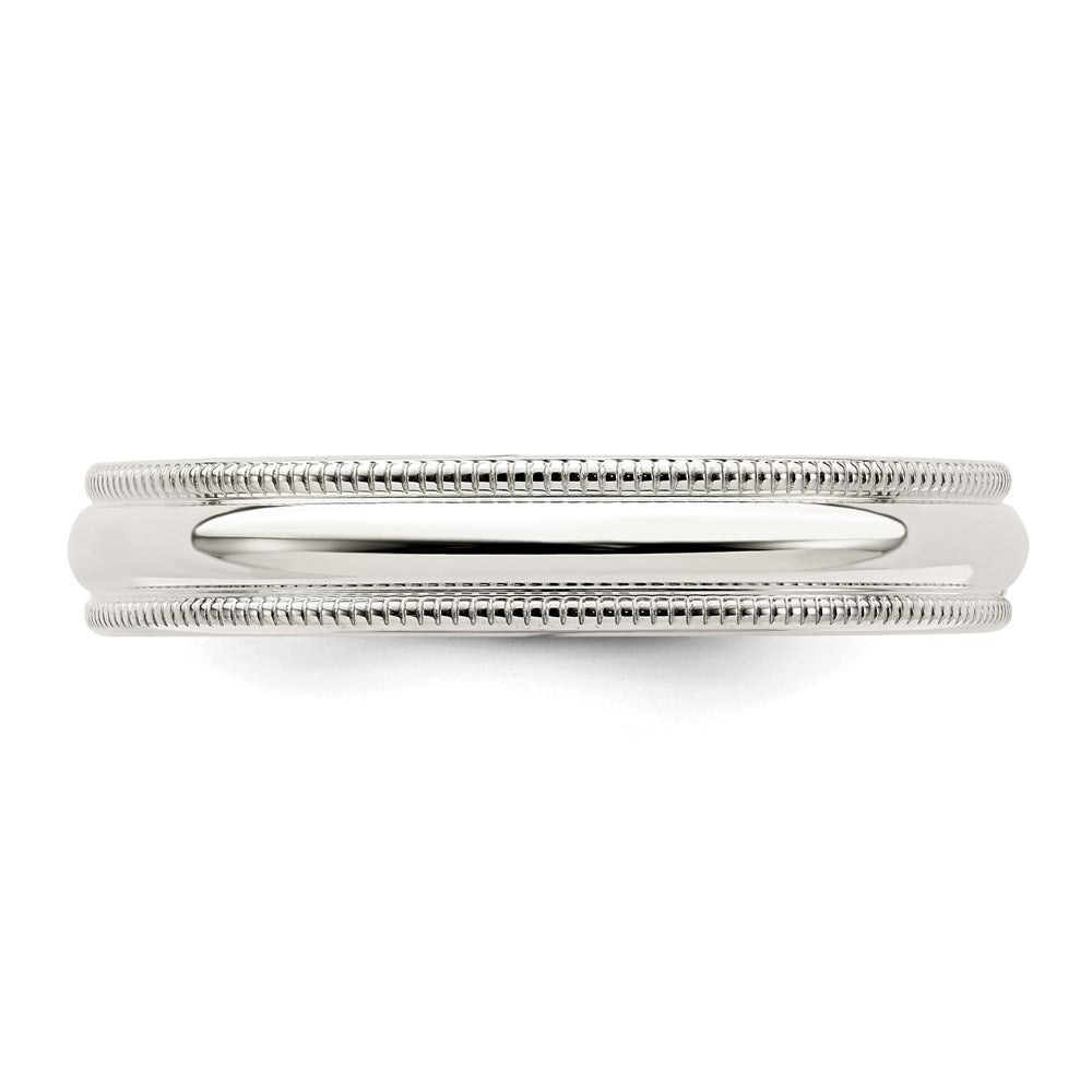 Sterling Silver 4mm Comfort Fit Half Round Milgrain Band