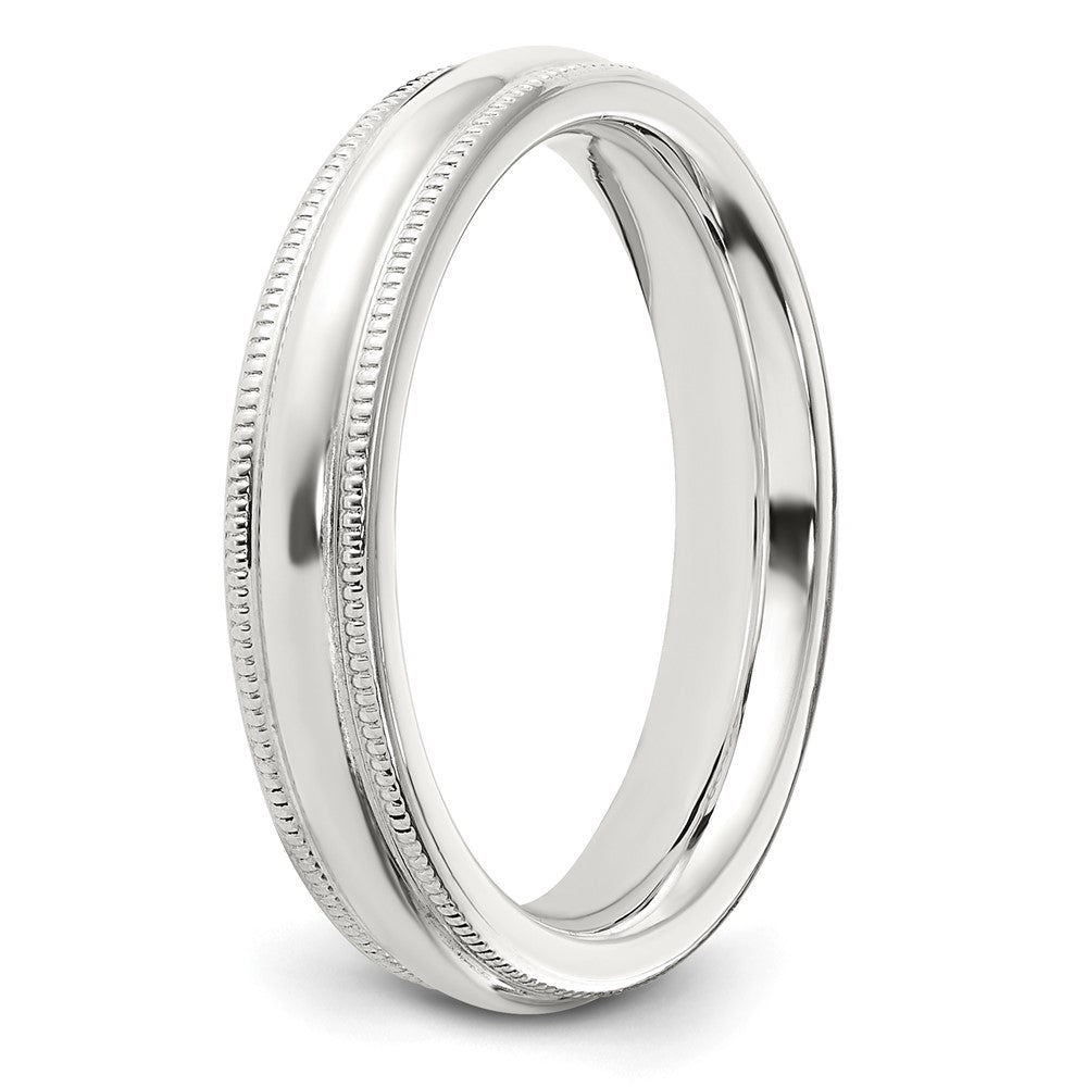 Sterling Silver 4mm Comfort Fit Half Round Milgrain Band