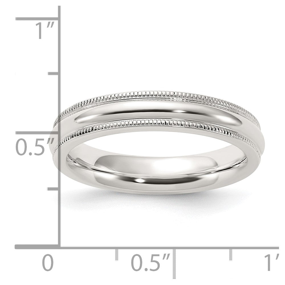 Sterling Silver 4mm Comfort Fit Half Round Milgrain Band