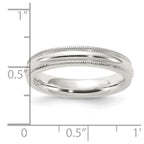 Sterling Silver 4mm Comfort Fit Half Round Milgrain Band