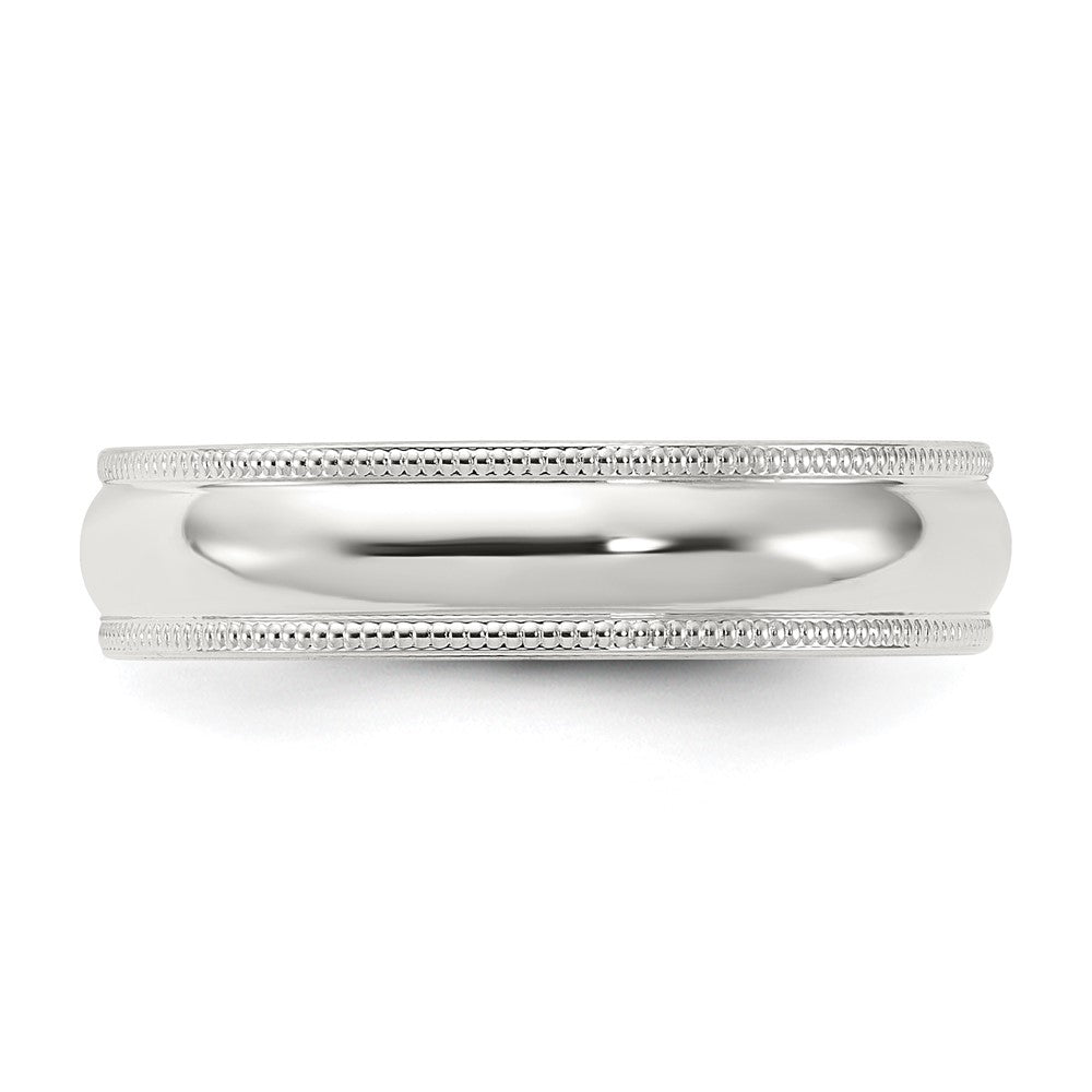 Sterling Silver 5mm Comfort Fit Half Round Milgrain Band