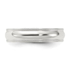 Sterling Silver 5mm Comfort Fit Half Round Milgrain Band