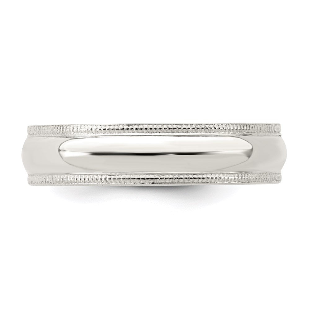 Sterling Silver 5mm Comfort Fit Half Round Milgrain Band