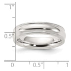 Sterling Silver 5mm Comfort Fit Half Round Milgrain Band