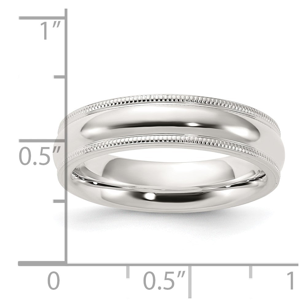 Sterling Silver 5mm Comfort Fit Half Round Milgrain Band