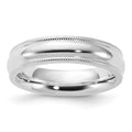 Sterling Silver 5mm Comfort Fit Half Round Milgrain Band