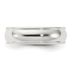Sterling Silver 6mm Comfort Fit Half Round Milgrain Band