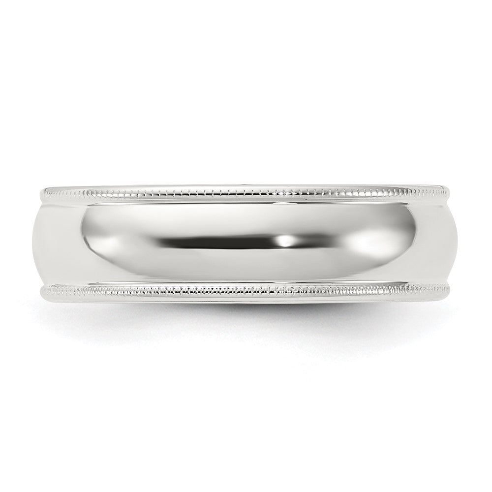 Sterling Silver 6mm Comfort Fit Half Round Milgrain Band